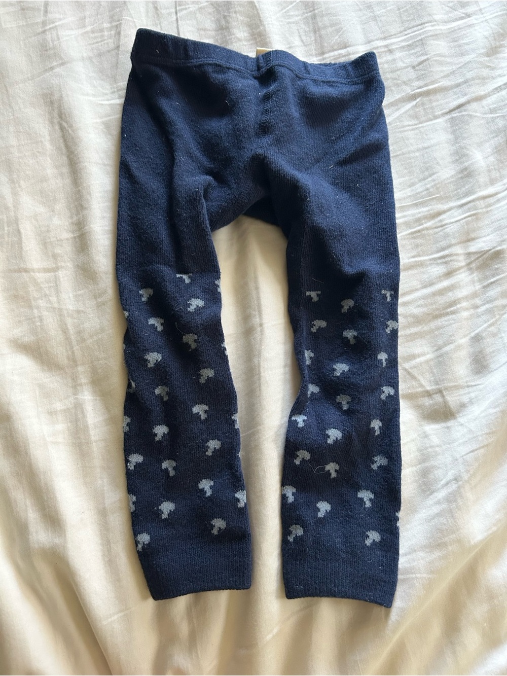 kate quinn - Navy Blue Leggings with Light blue Mushroom Dots (6-12 months)
